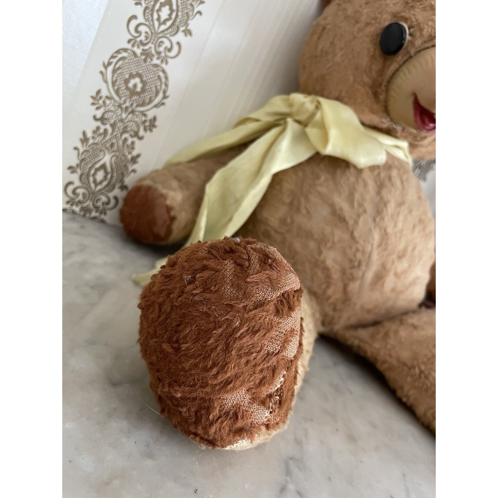 Vintage Very Old‎ Plush Teddy Bear Rubber Nose /Mouth Button Eyes - 1950s Estate - Picture 3 of 11